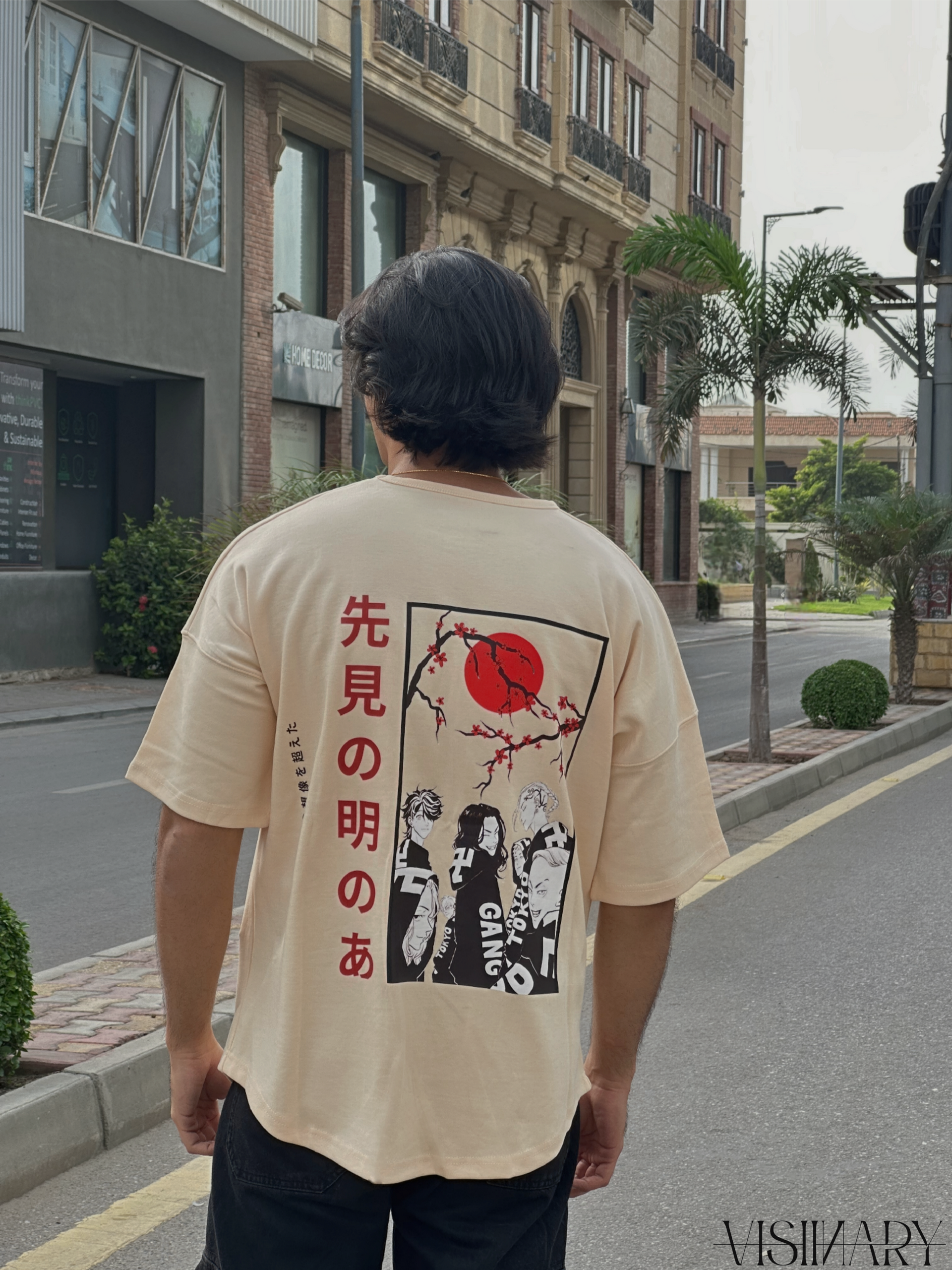 VISIINARY "Tokyo Revengers" Oversized Tee – Ivory Cream