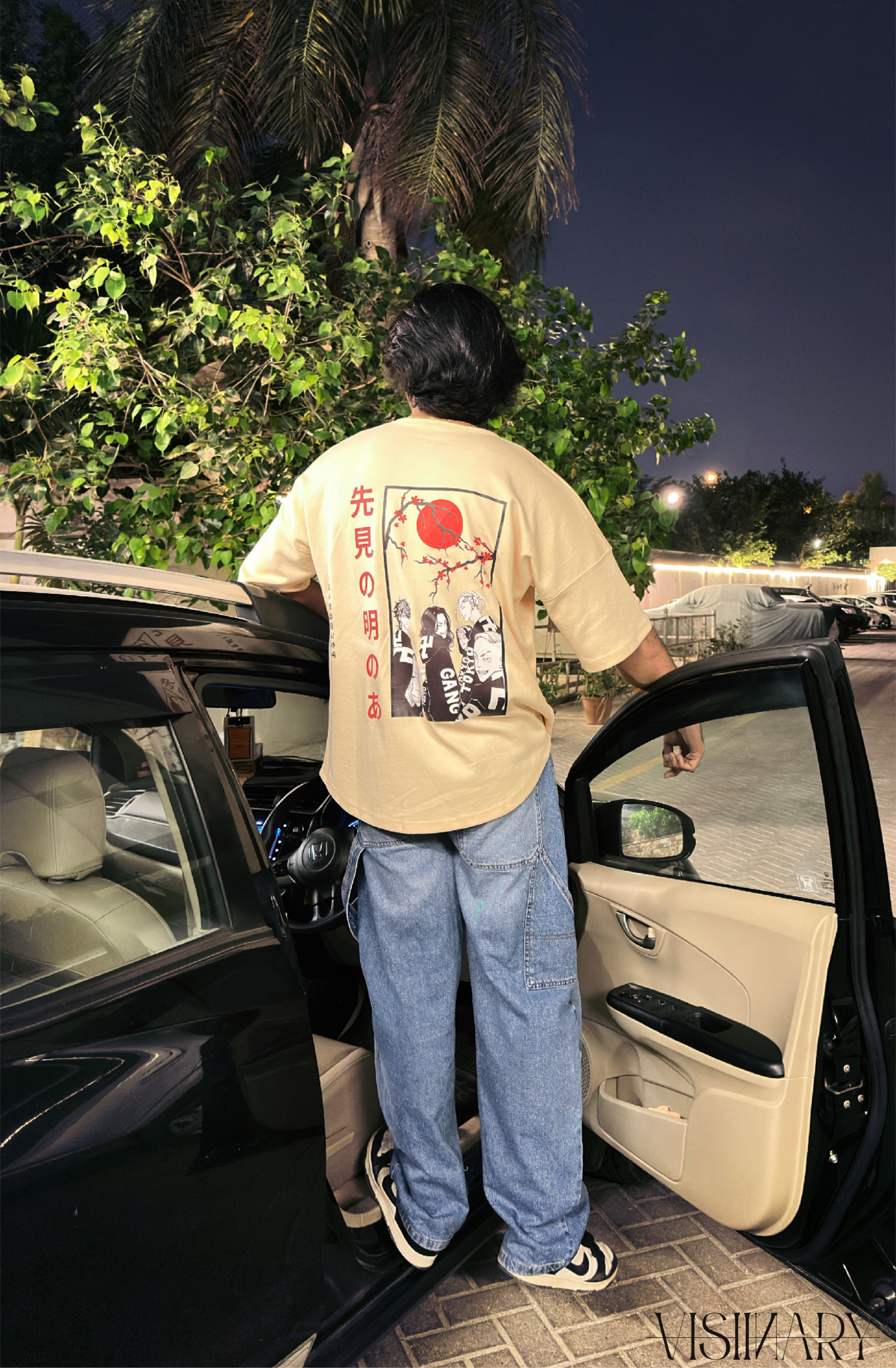 VISIINARY "Tokyo Revengers" Oversized Tee – Ivory Cream