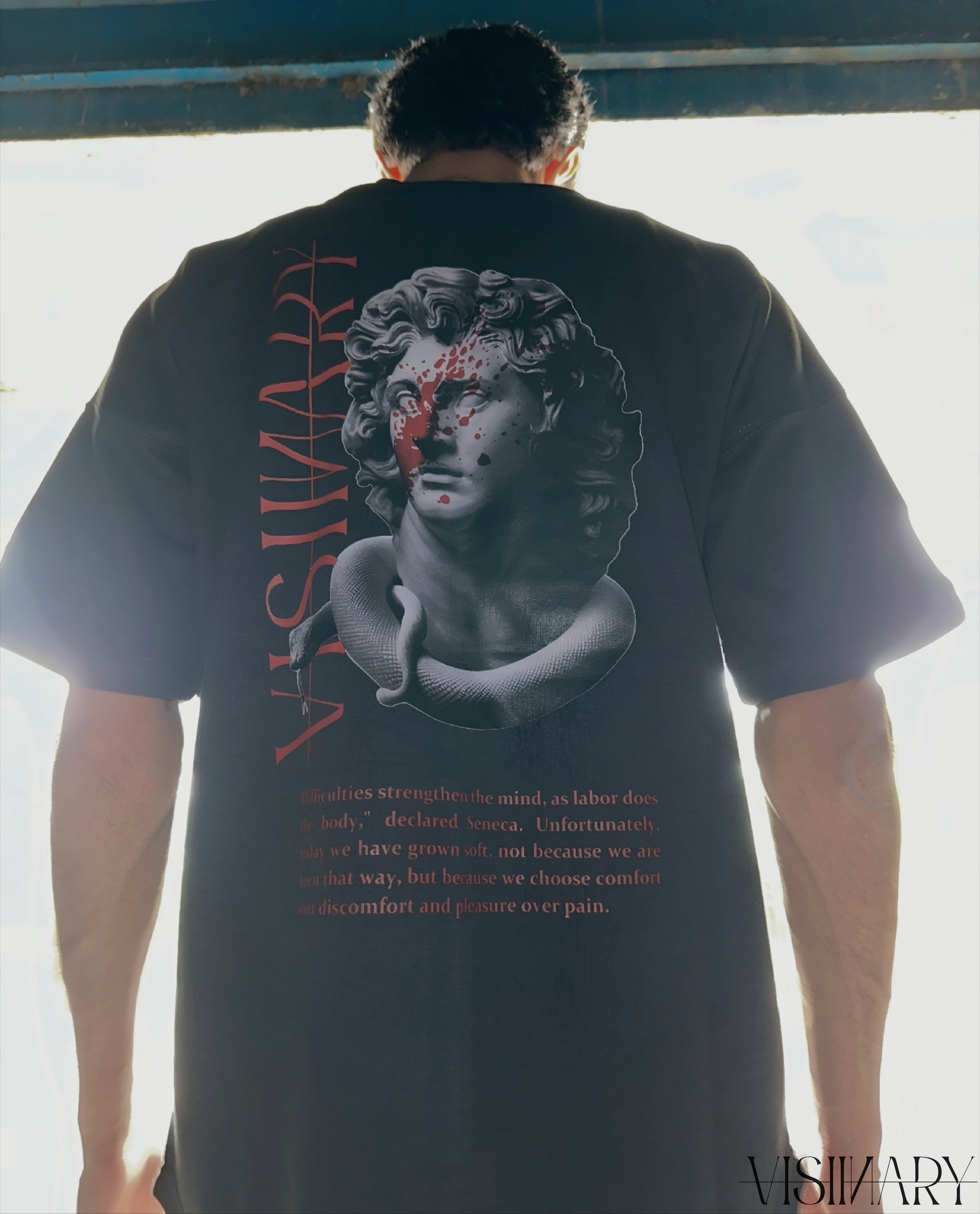 VISIINARY "FEARLESS" Oversized Tee – Meteorite Black